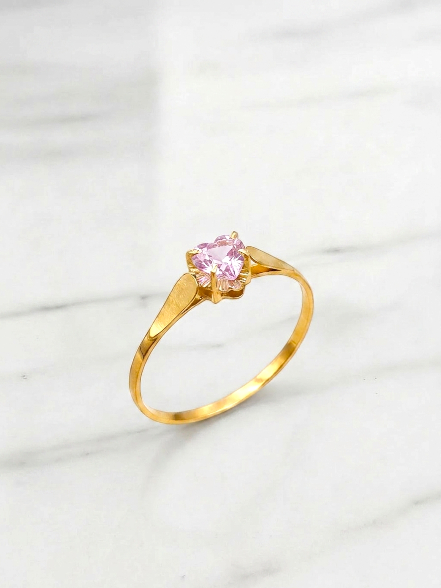 Anillo chatón corazón rosa de Francia Oro 18k 6