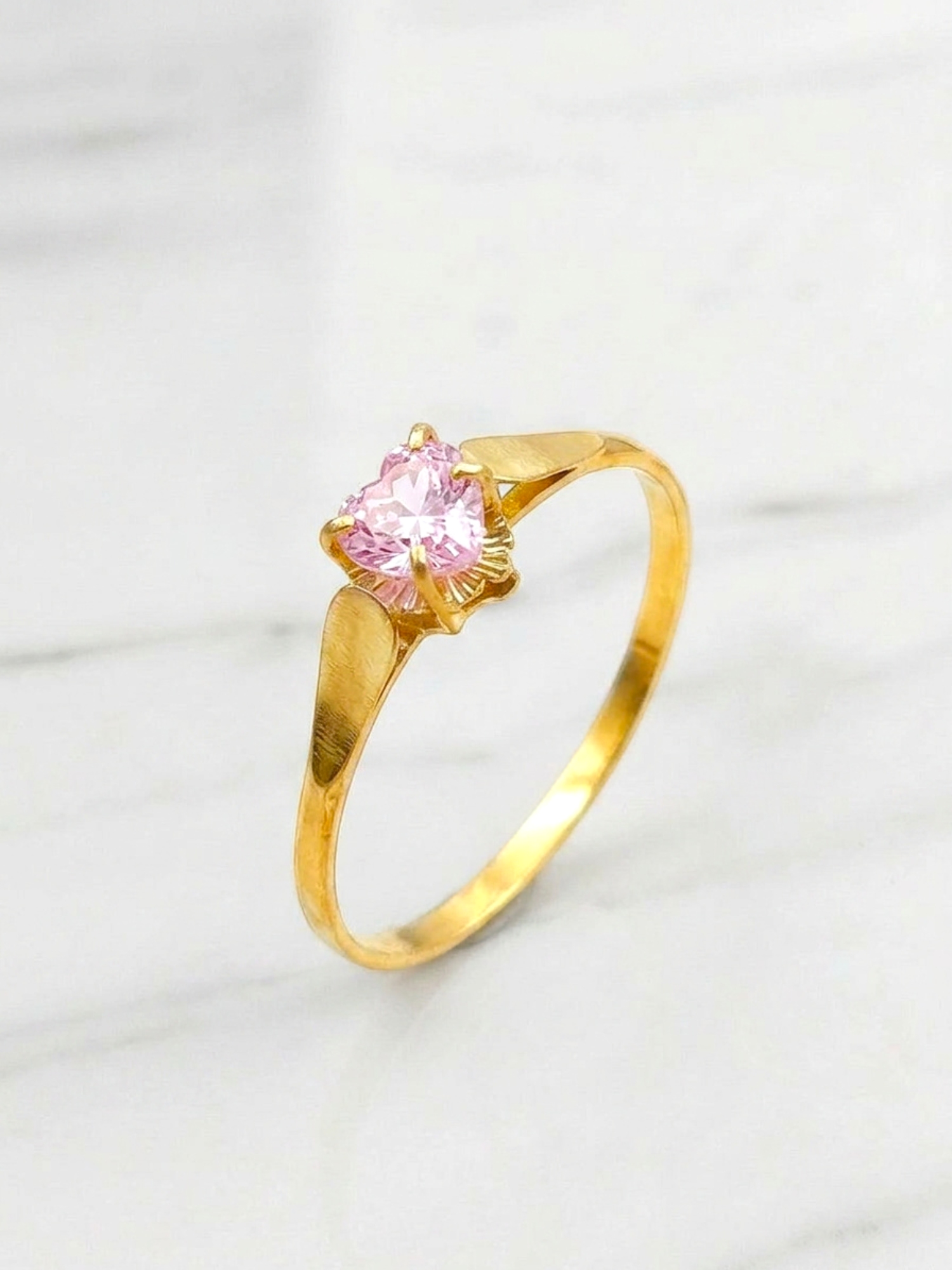 Anillo chatón corazón rosa de Francia Oro 18k 2