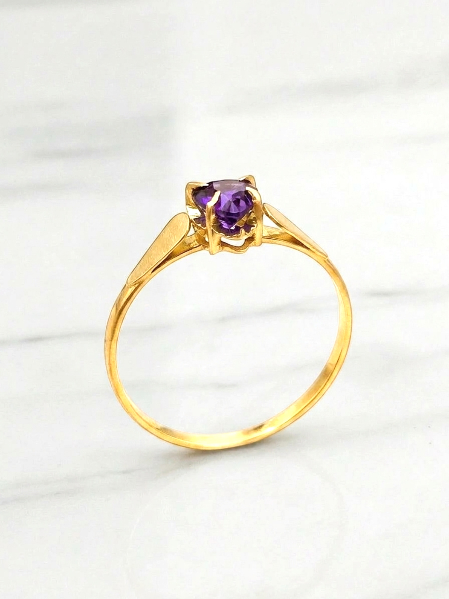 Anillo chatón corazón amatista Oro 18k 2