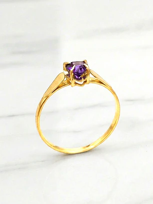 Anillo chatón corazón amatista Oro 18k