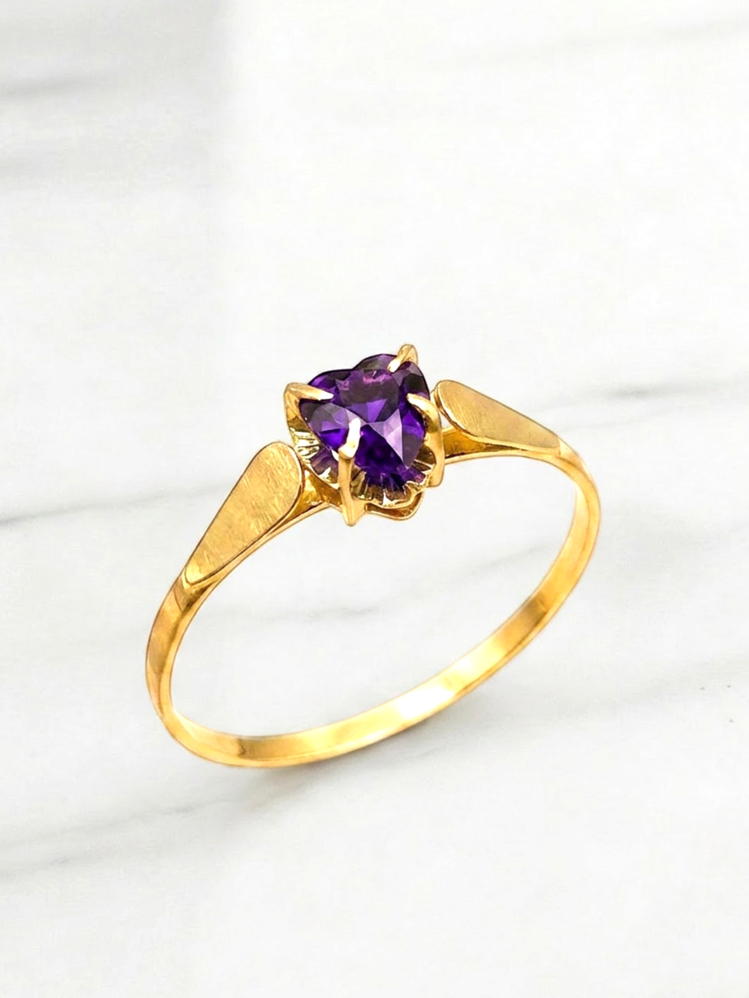 Anillo chatón corazón amatista Oro 18k 4
