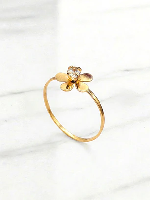 Anillo rosita circón Oro 18k