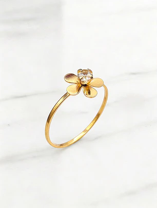 Anillo rosita circón Oro 18k
