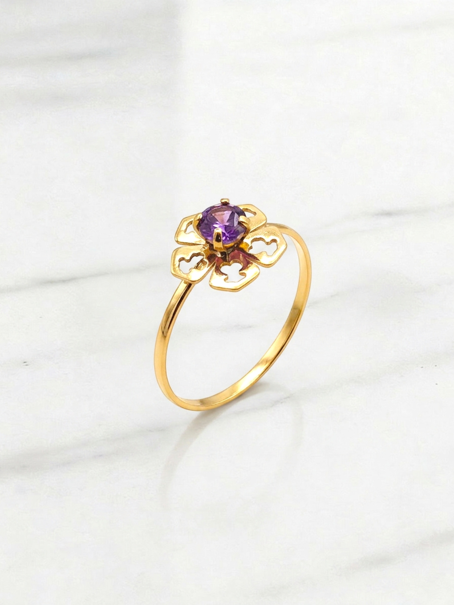 Anillo flor silueta Amatista Oro 18k 1