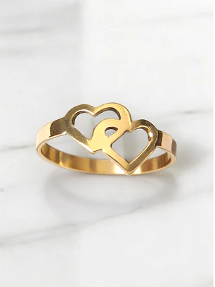 Anillo doble corazón Oro 18k