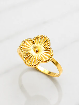 Anillo flor tallada Oro 18k