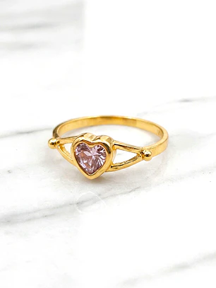 Anillo corazón rosa de francia Oro 18k
