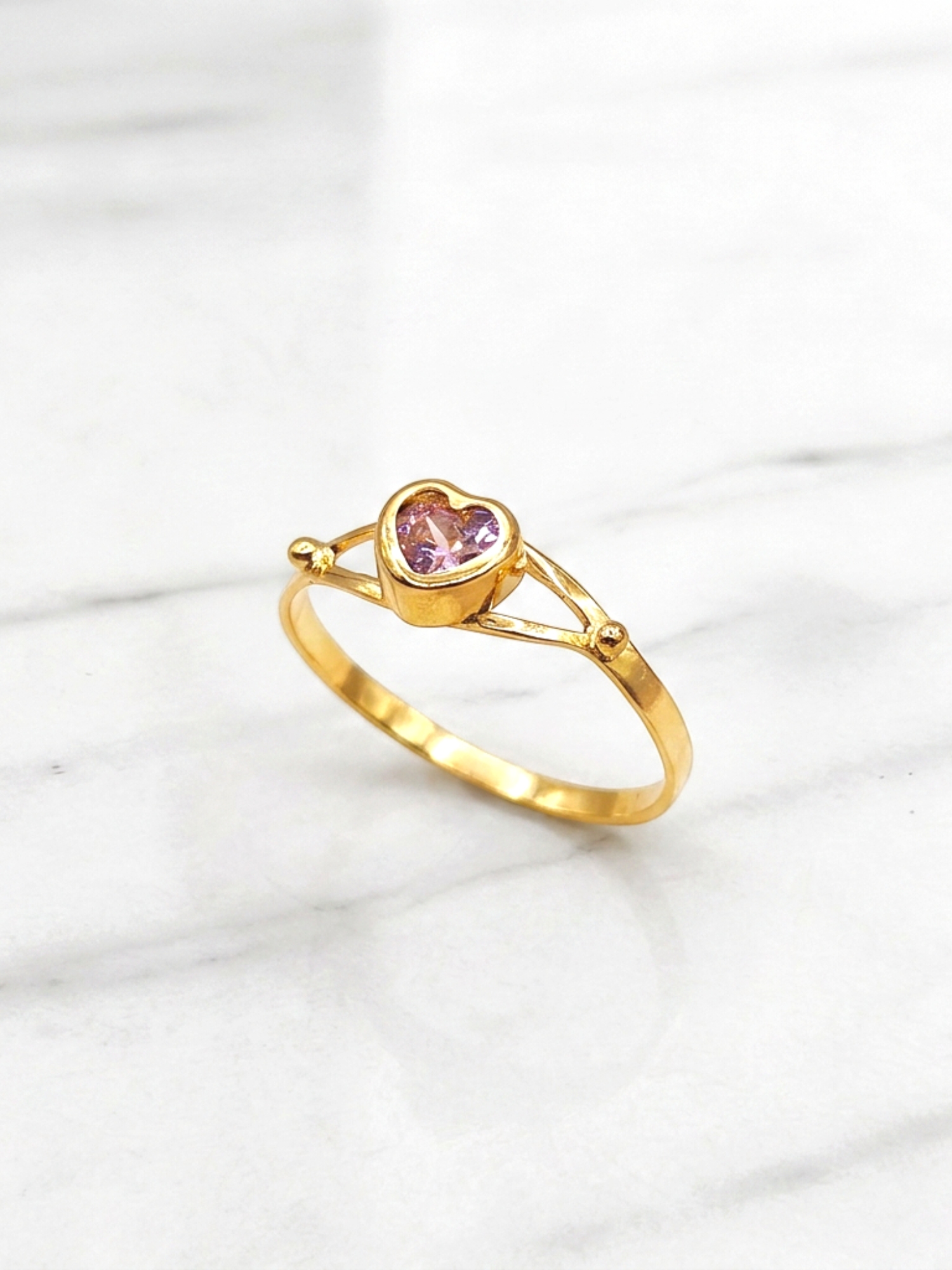 Anillo corazón rosa de francia Oro 18k 6