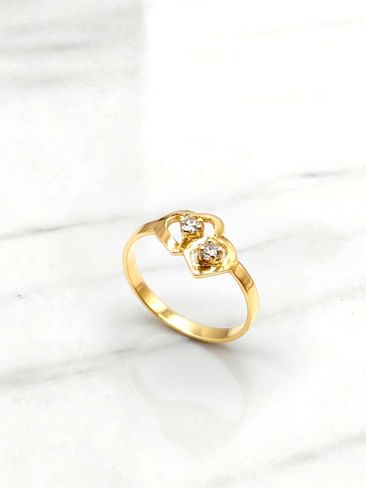 Anillo corazón cintillo circónes oro 18k  3