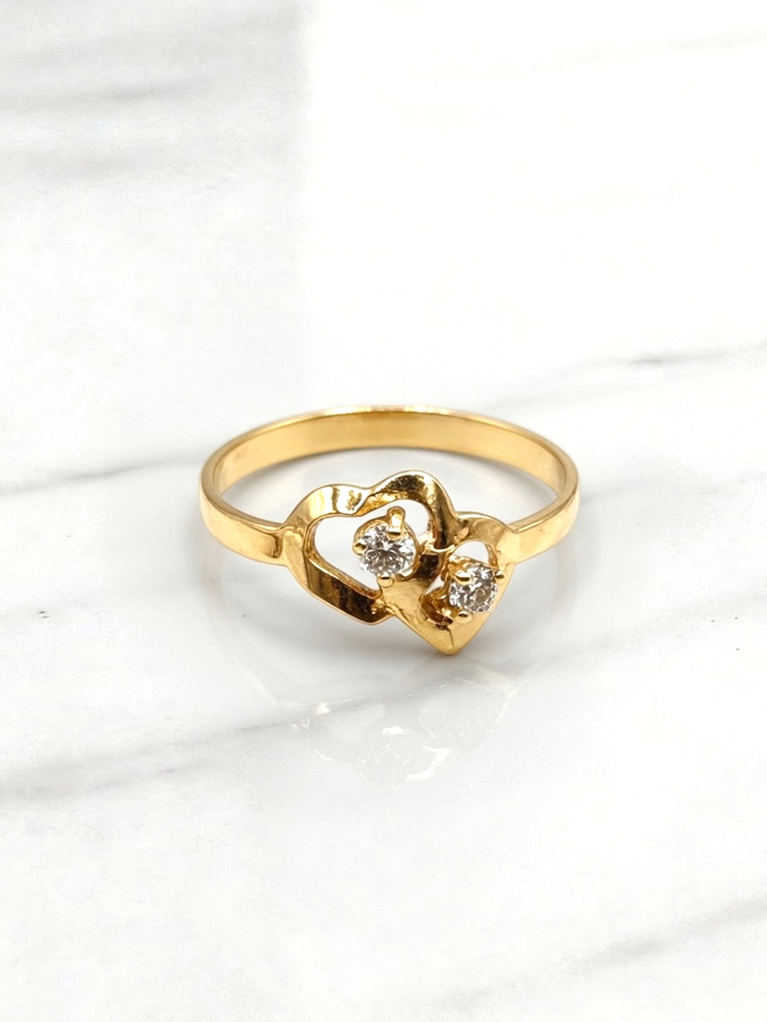 Anillo corazón cintillo circónes oro 18k  2