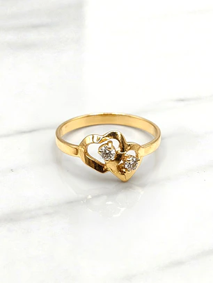 Anillo corazón cintillo circónes oro 18k 