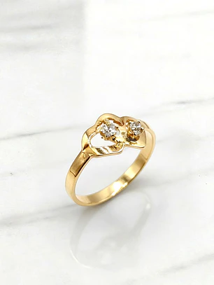 Anillo corazón cintillo circónes oro 18k 