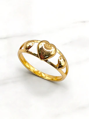 Anillo tres corazones Oro 18k