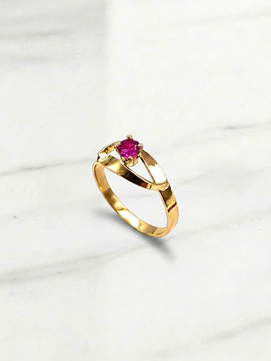 Anillo entrelazado 4 grifas rubí Oro 18k