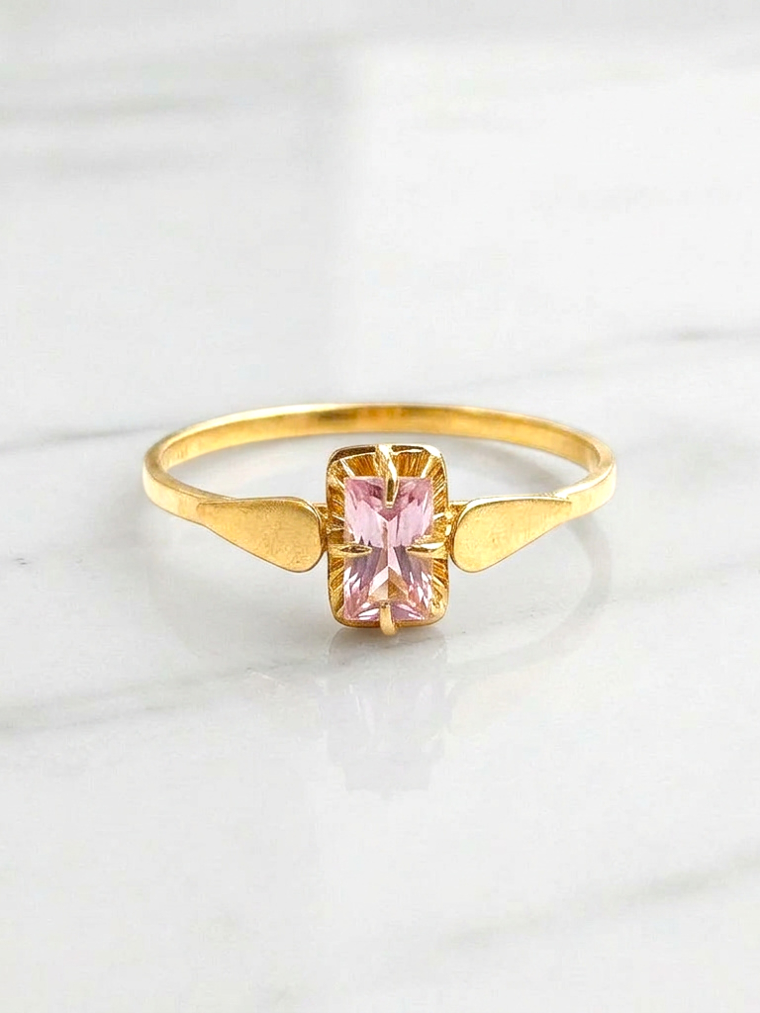 Anillo chatón rosa de Francia juvenil Oro 18k 2