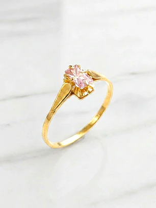 Anillo chatón rosa de Francia juvenil Oro 18k