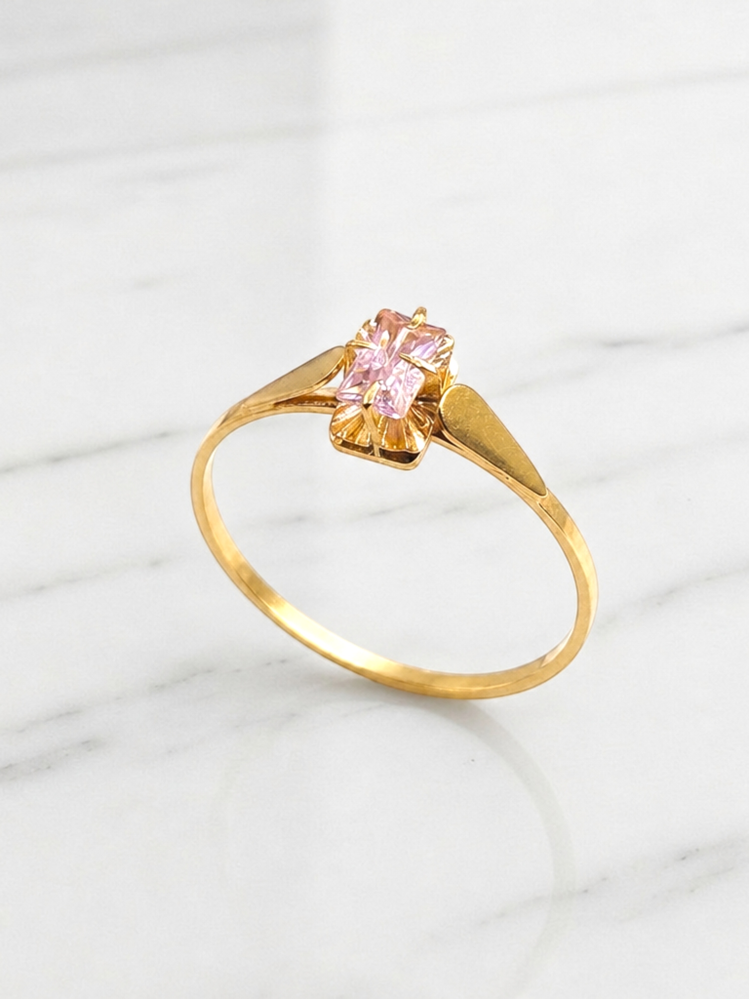 Anillo chatón rosa de Francia juvenil Oro 18k 5