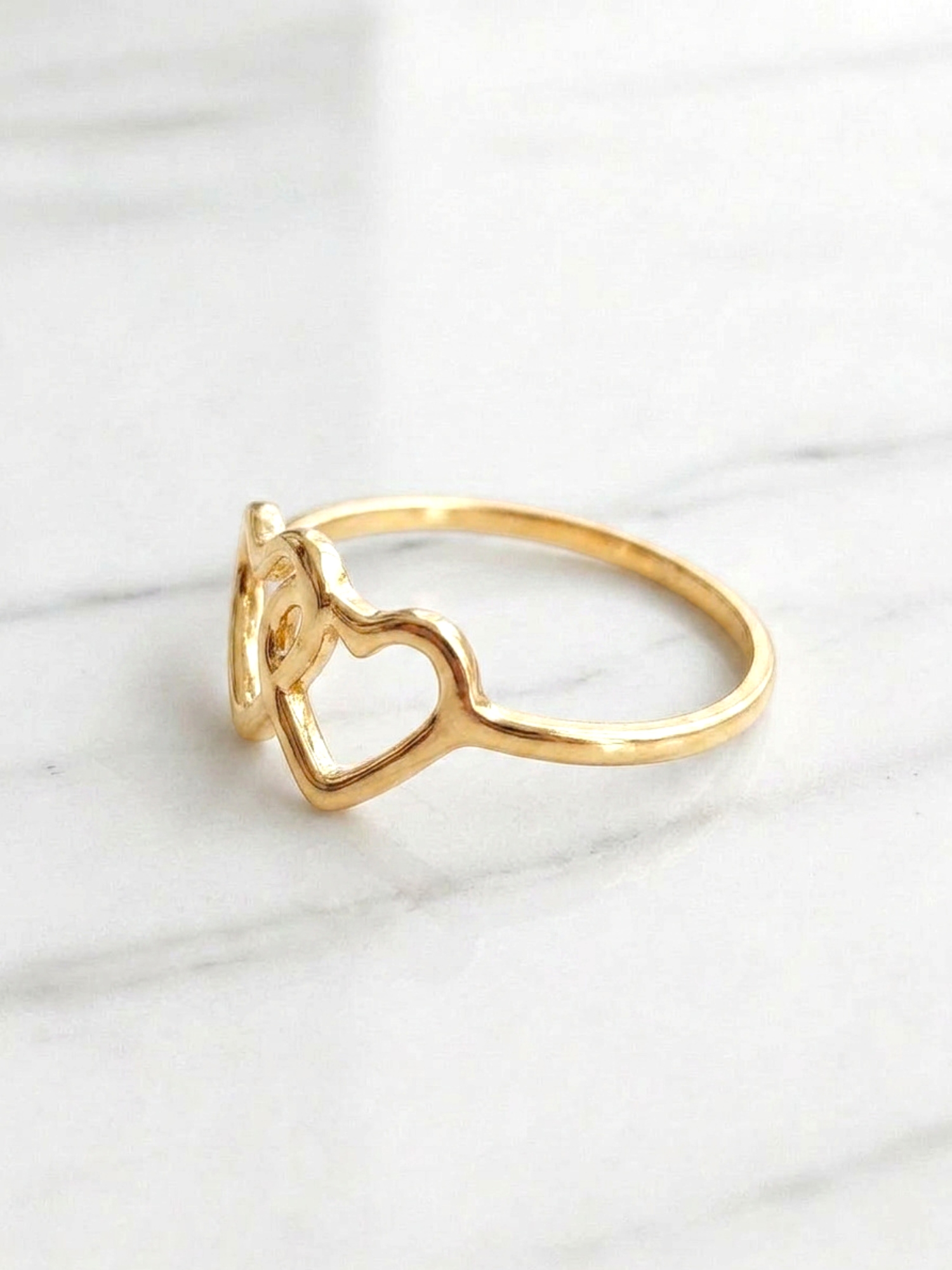 Anillo dos corazones Oro 18k 3