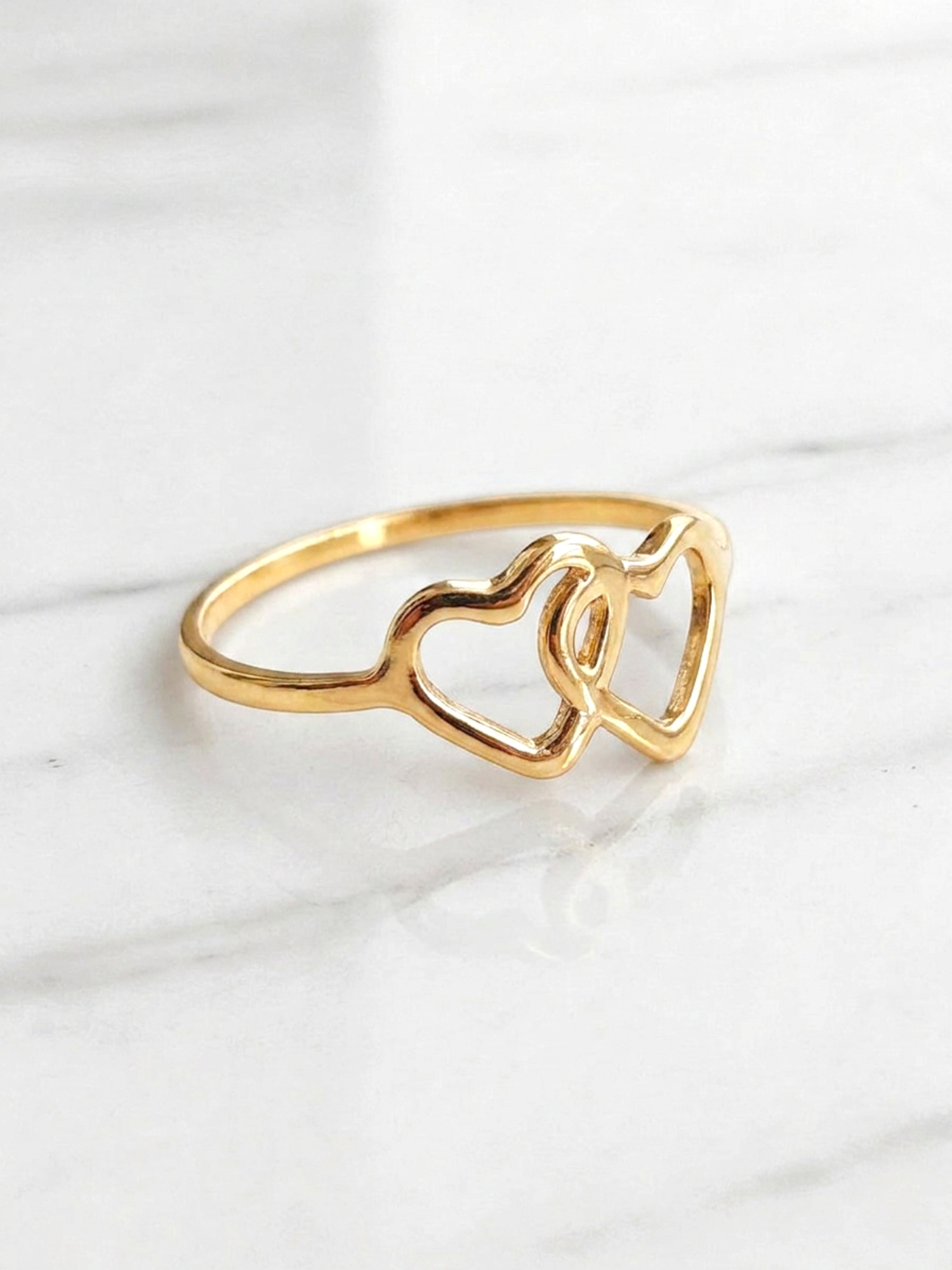 Anillo dos corazones Oro 18k 1