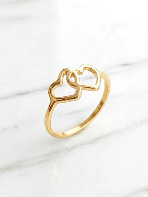 Anillo dos corazones Oro 18k