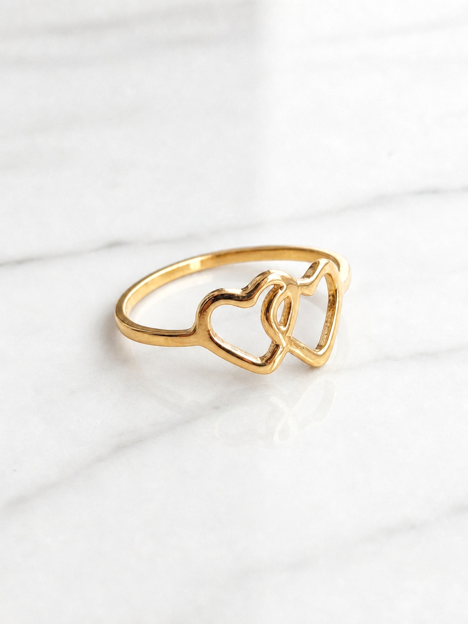 Anillo dos corazones Oro 18k 4