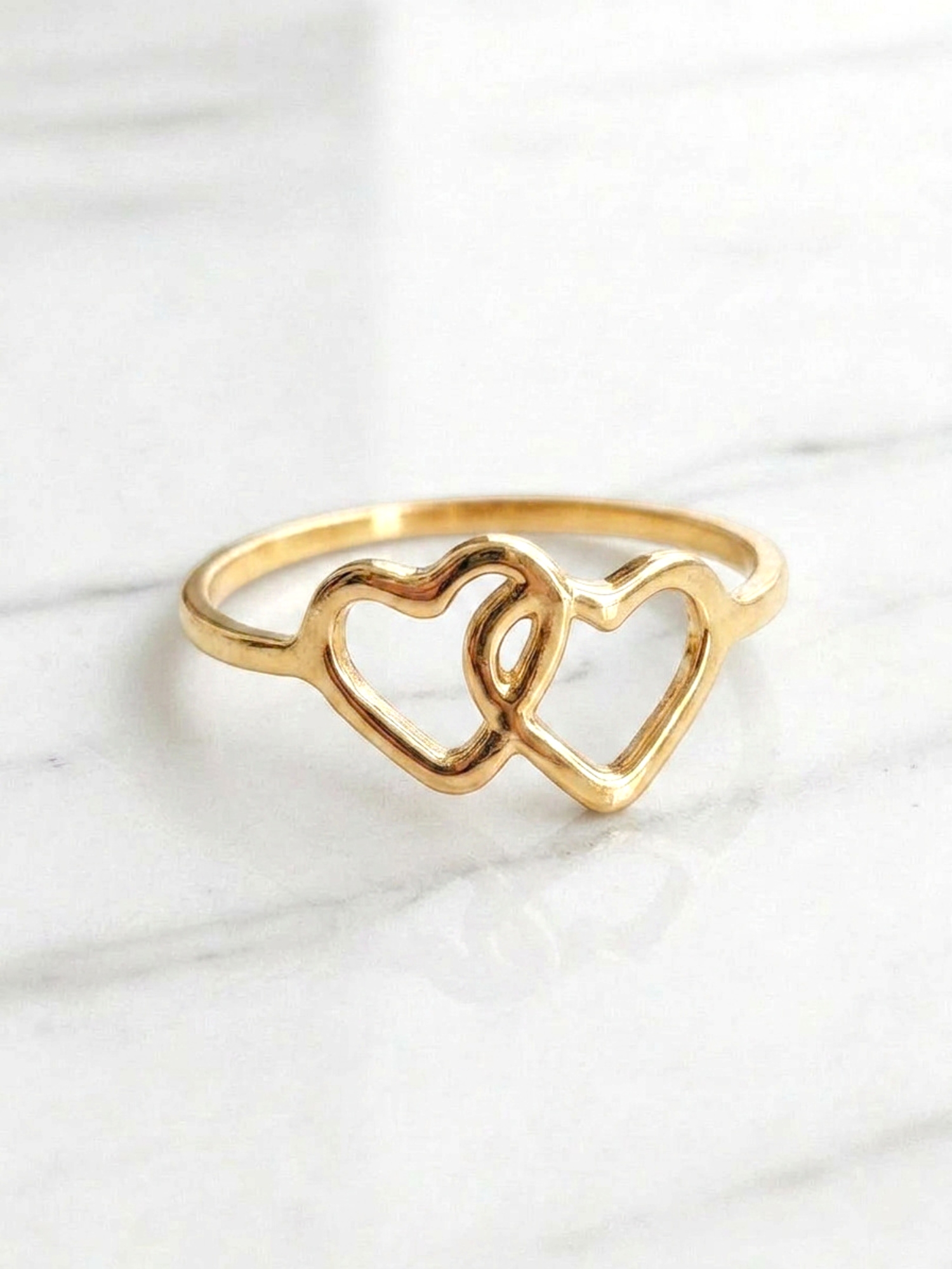 Anillo dos corazones Oro 18k 5