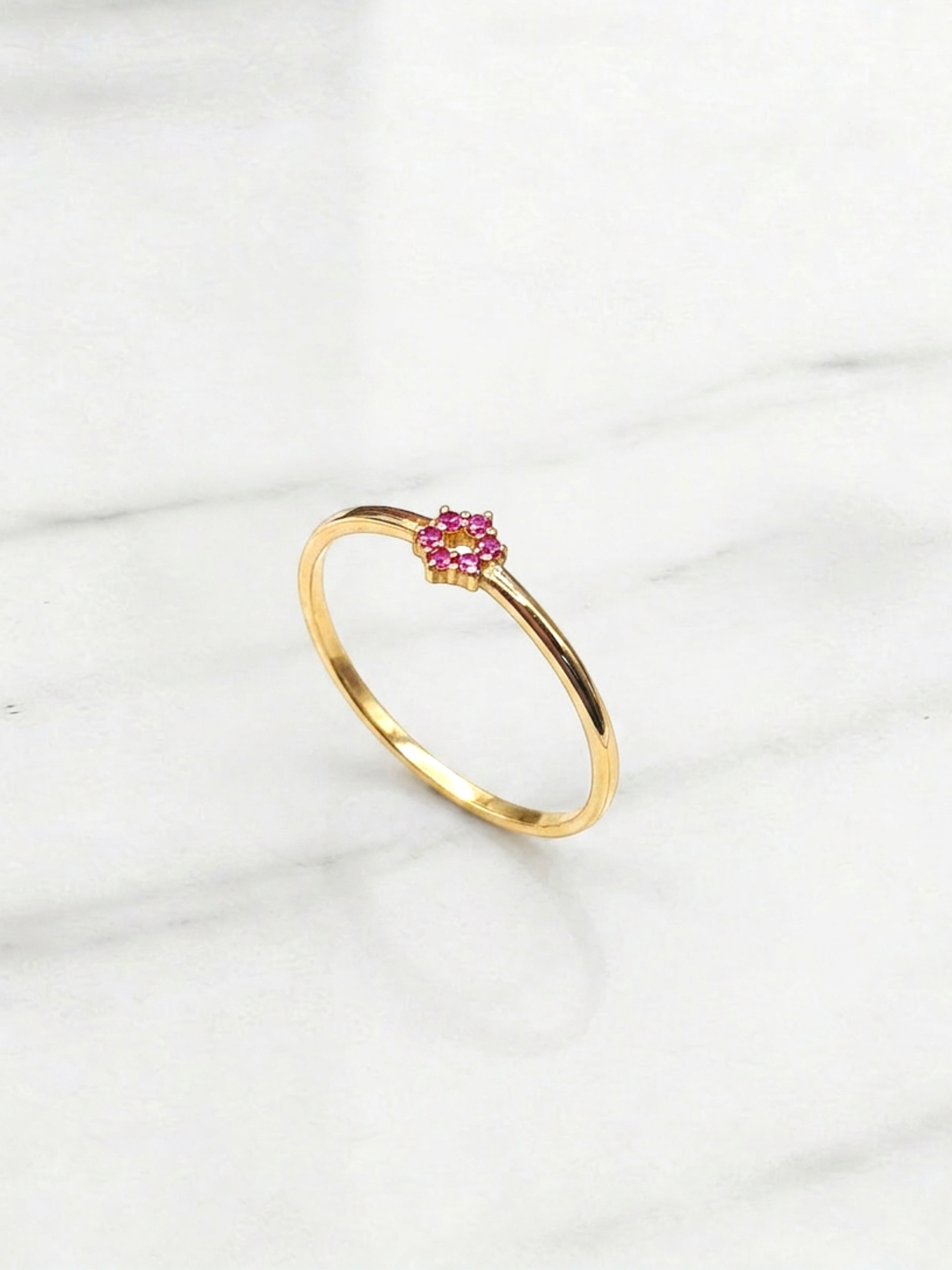 Anillo flor rubí Oro 18k 3