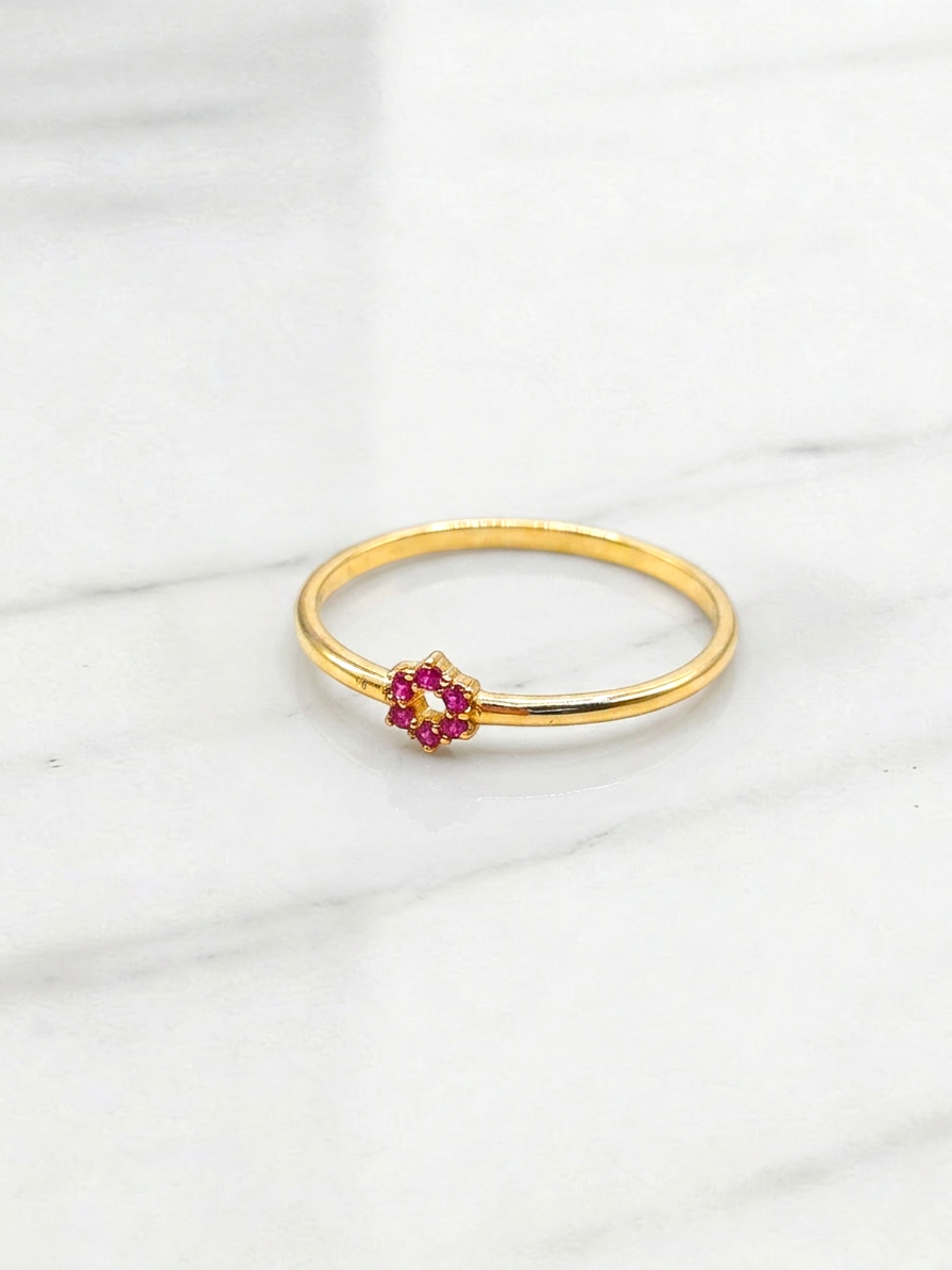 Anillo flor rubí Oro 18k 5