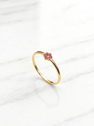Anillo flor rubí Oro 18k