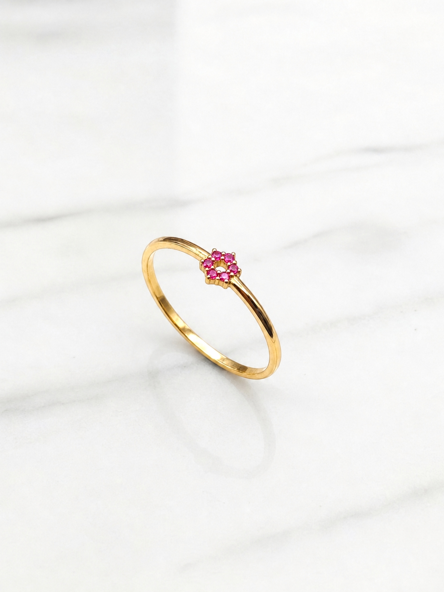 Anillo flor rubí Oro 18k 1