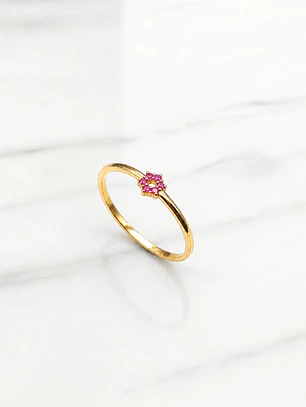 Anillo flor rubí Oro 18k