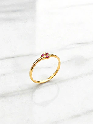 Anillo rosa rubíes con circónes Oro 18k