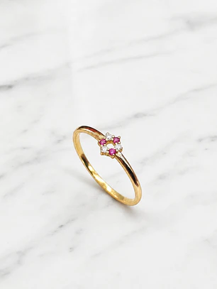 Anillo rosa rubíes con circónes Oro 18k