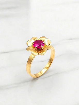Anillo roseta rubí Oro 18k