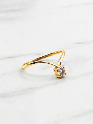 Anillo silueta circón Oro 18k