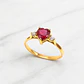 Anillo corazon rubi y circones Oro 18k - Miniatura 3