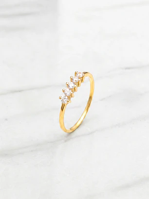Anillo medio cintillo 5 circones Oro 18k