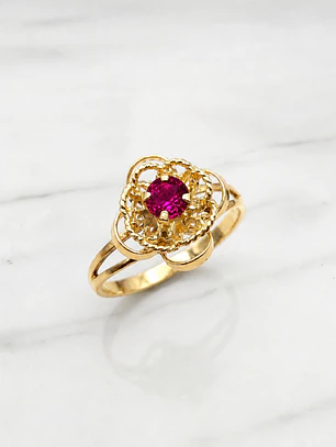 Anillo flor rubí Oro 18k