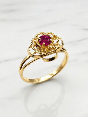 Anillo flor rubí Oro 18k