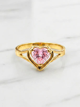 Anillo corazón rosa de francia Oro 18k