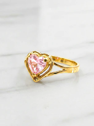 Anillo corazón rosa de francia Oro 18k