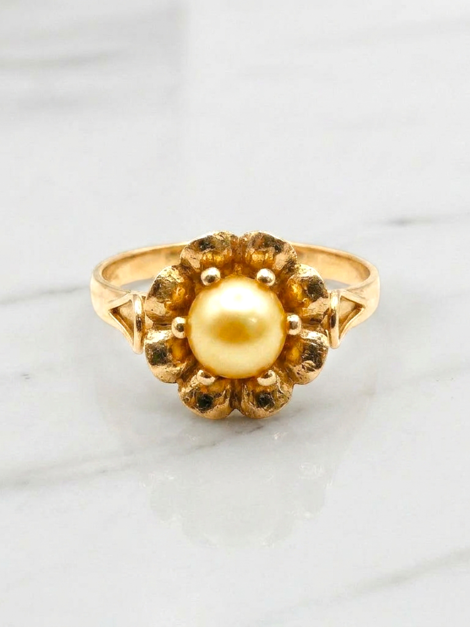 Anillo rosa perla cultivada Oro 18k 4
