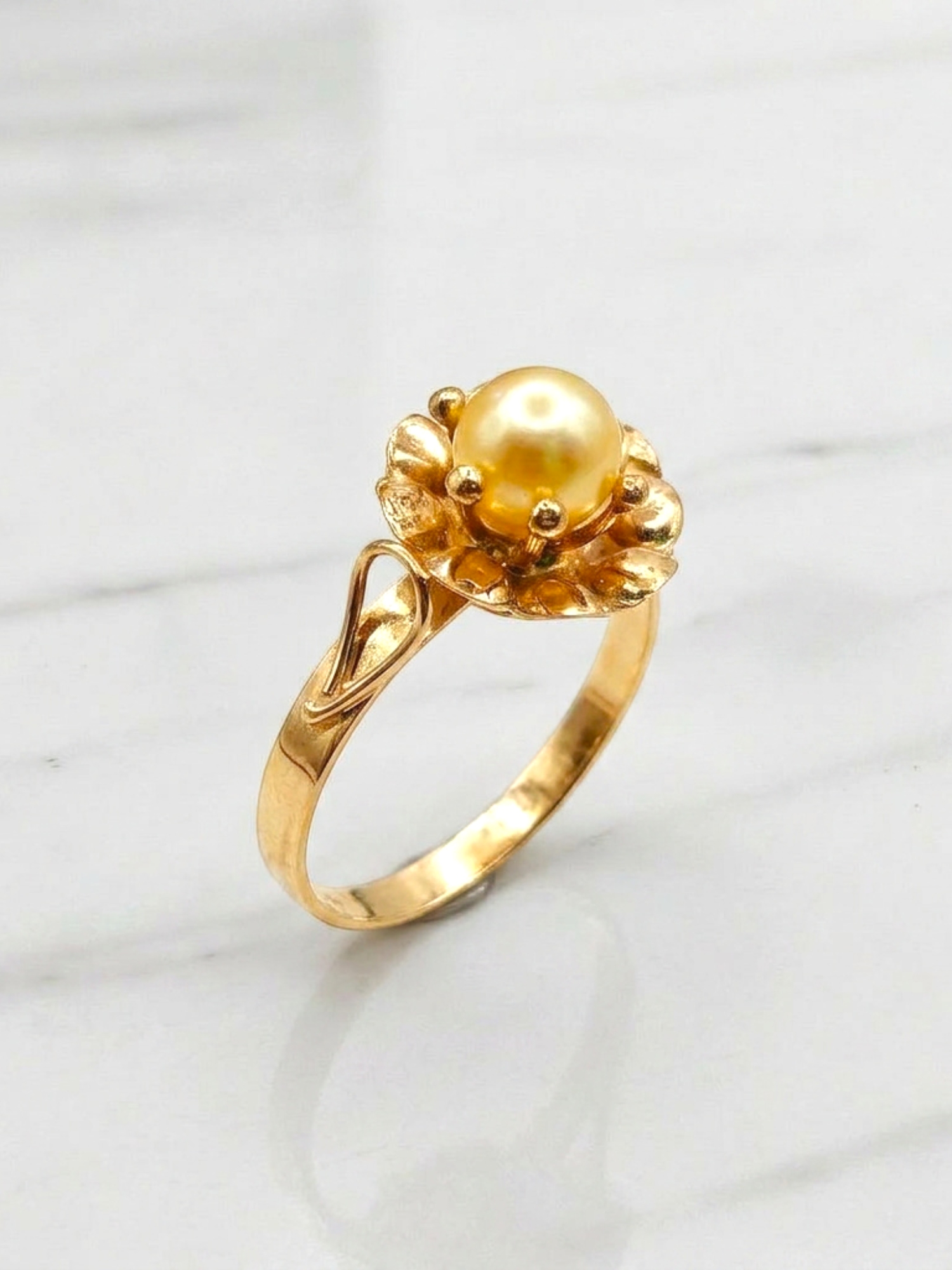 Anillo rosa perla cultivada Oro 18k 3