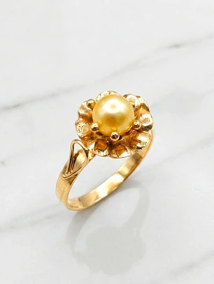 Anillo rosa perla cultivada Oro 18k
