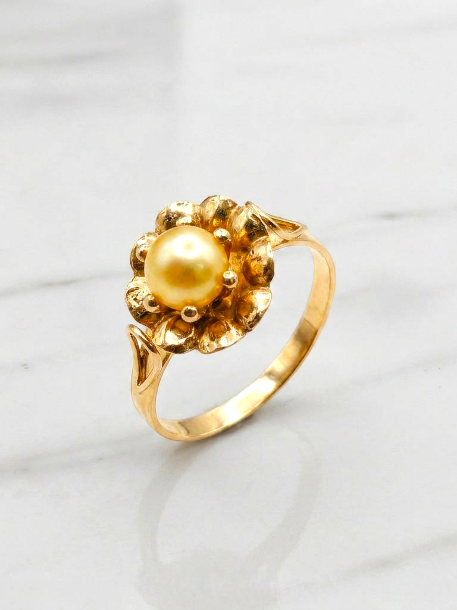 Anillo rosa perla cultivada Oro 18k 5