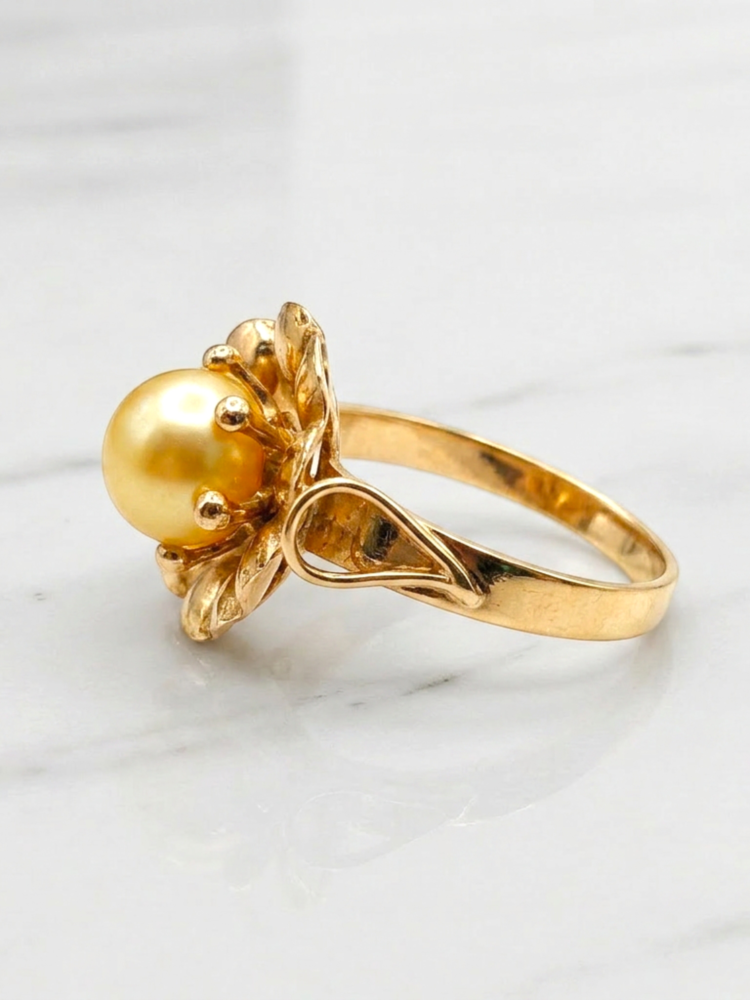 Anillo rosa perla cultivada Oro 18k 2