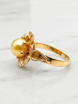 Anillo rosa perla cultivada Oro 18k