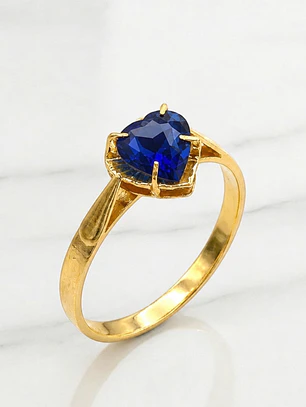 Anillo corazón zafiro Oro 18k