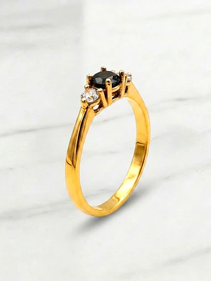 Anillo condesa onix y circón Oro 18k