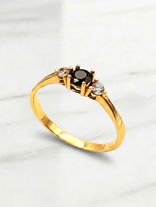 Anillo condesa onix y circón Oro 18k